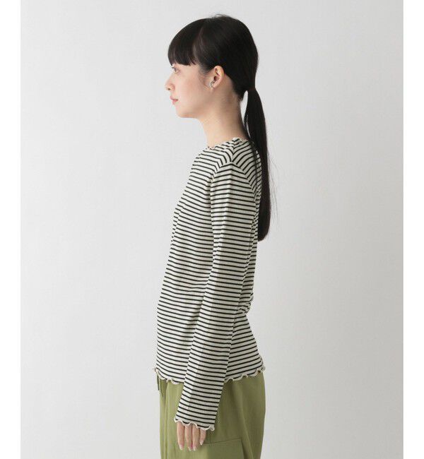 LOWRYS FARM「【前後着用可能】ボーダーテレコロングスリーブ」|Tシャツ・カットソー|