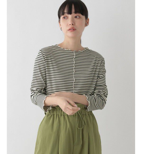 LOWRYS FARM「【前後着用可能】ボーダーテレコロングスリーブ」|Tシャツ・カットソー|