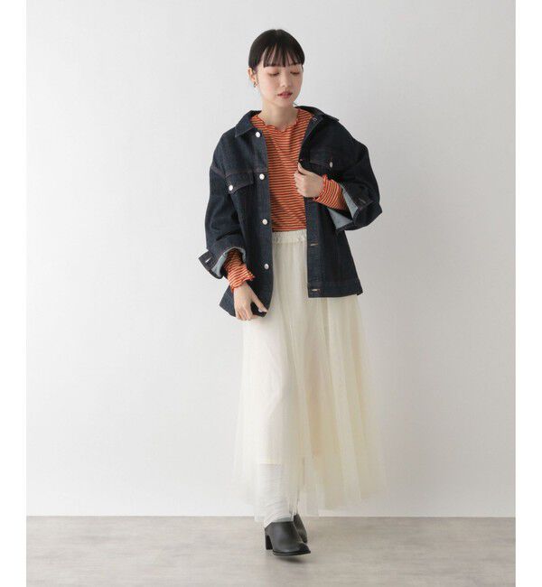 LOWRYS FARM「【前後着用可能】ボーダーテレコロングスリーブ」|Tシャツ・カットソー|