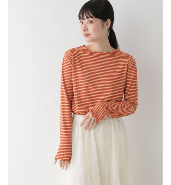 LOWRYS FARM「【前後着用可能】ボーダーテレコロングスリーブ」|Tシャツ・カットソー|