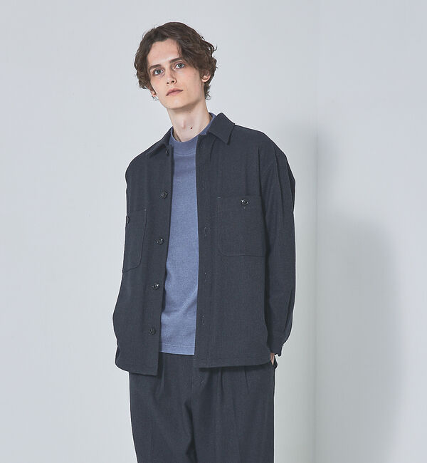 ABAHOUSE「【セットアップ対応】T/R フランス綾 CPO ブルゾン/シャツ」|シャツ・ブラウス|ダークネイビー