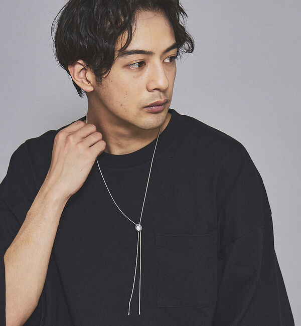 ABAHOUSE「【Leonor】メタルプレート カラーストーン ループタイ」|ネックレス|ホワイト