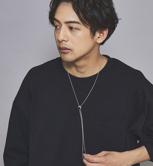 ABAHOUSE「【Leonor】メタルプレート カラーストーン ループタイ」|ネックレス|ブラック