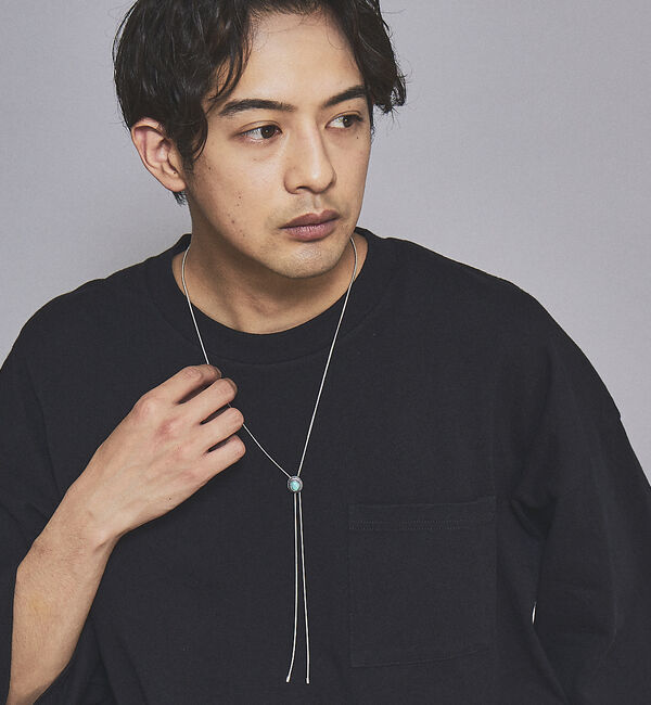 ABAHOUSE「【Leonor】メタルプレート カラーストーン ループタイ」|ネックレス|ブルー系その他1