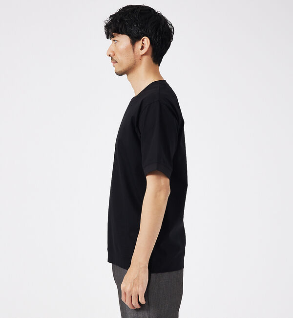 ABAHOUSE「【通年生地使用】シルケット天竺ワイドリブ 半袖Tシャツ」|Tシャツ・カットソー|