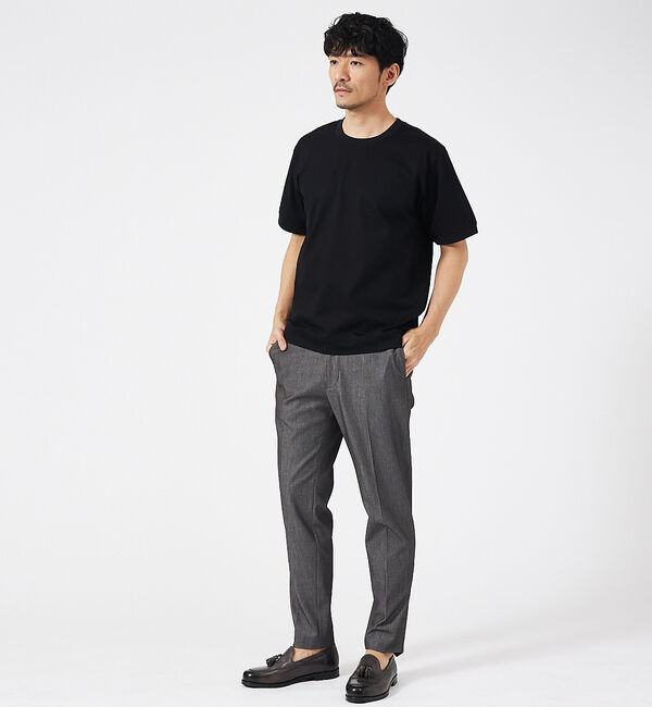 ABAHOUSE「【通年生地使用】シルケット天竺ワイドリブ 半袖Tシャツ」|Tシャツ・カットソー|