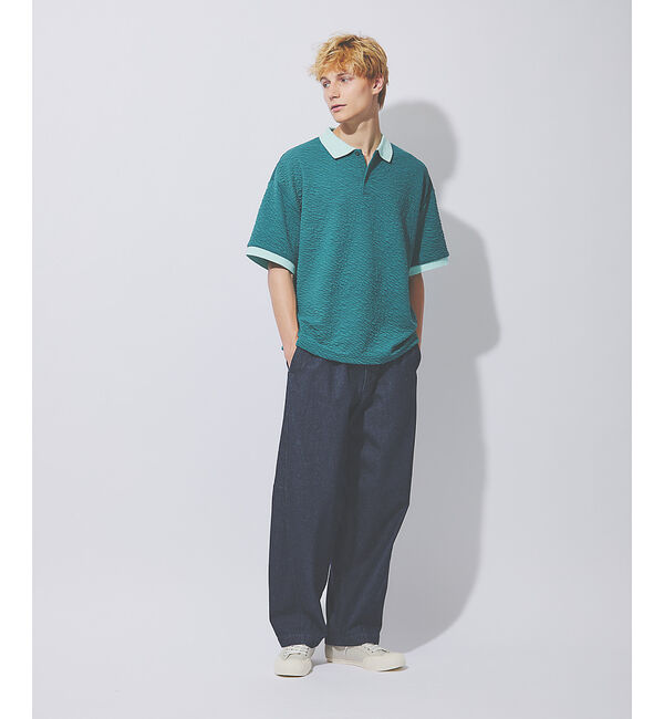 ABAHOUSE「【セットアップ対応】ウェーブリンクル　フクレジャガード ポロシャツ/ オーバーサ」|ポロシャツ|