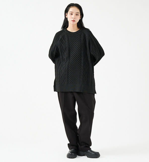 ABAHOUSE「【FORTUNA/フォルトゥナ】ECOTEC-Knit/ケーブル柄ニットプルオー」|ニット・セーター|