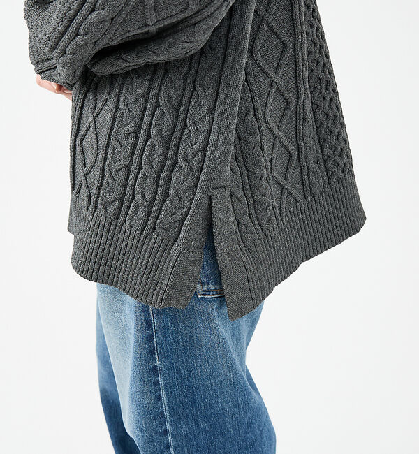 ABAHOUSE「【FORTUNA/フォルトゥナ】ECOTEC-Knit/ケーブル柄ニットプルオー」|ニット・セーター|