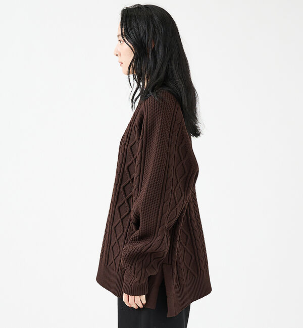 ABAHOUSE「【FORTUNA/フォルトゥナ】ECOTEC-Knit/ケーブル柄ニットプルオー」|ニット・セーター|