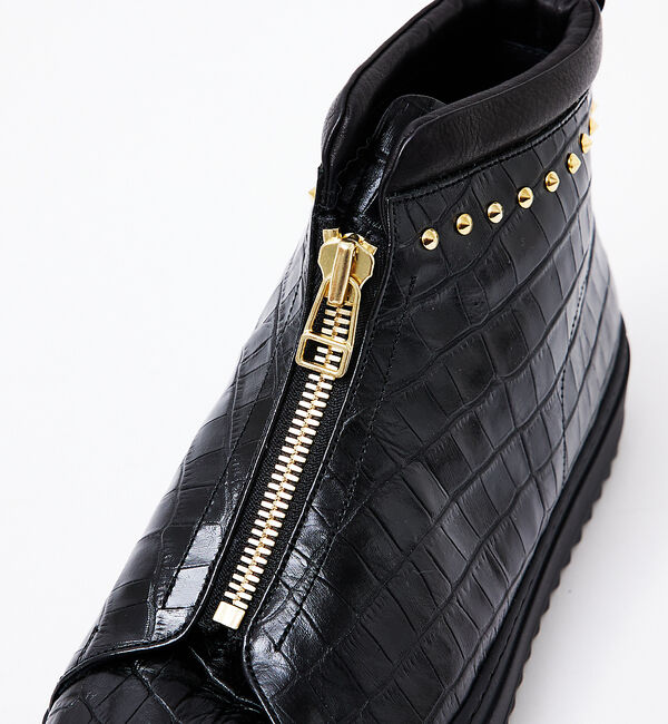 alfredoBANNISTER「【LEON別注】クロコ型押し センタージップ スタッズ スニーカー」|スニーカー|