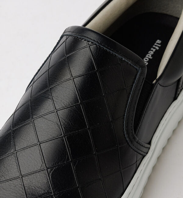 alfredoBANNISTER「【Margom社】厚底シャークソール 格子 レザー スリッポン スニーカー【予約」|スニーカー|