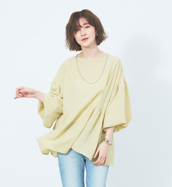 Rouge vif「【WEB限定】2WAY切り替えギャザーブラウス」|シャツ・ブラウス|イエロー