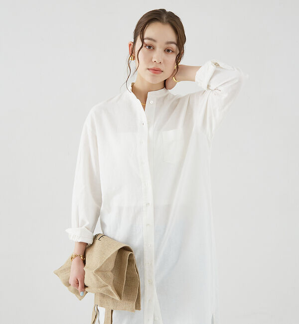 Rouge vif「麻混長袖シャツワンピース」|ワンピース|