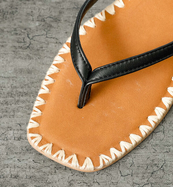 Rouge vif「【PAOLO BOVE / パオロ ボーヴ】ヒール トングサンダル / ラフィア」|サンダル|