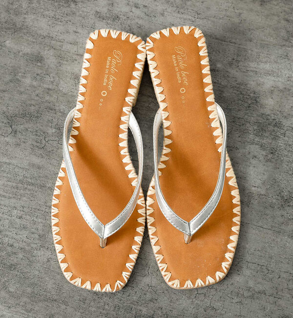 Rouge vif「【PAOLO BOVE / パオロ ボーヴ】ヒール トングサンダル / ラフィア」|サンダル|シルバー