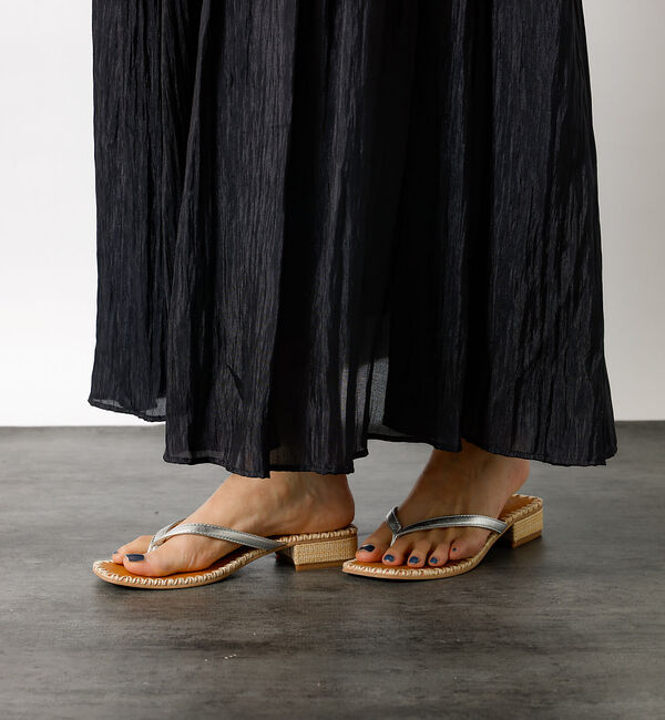 Rouge vif「【PAOLO BOVE / パオロ ボーヴ】ヒール トングサンダル / ラフィア」|サンダル|