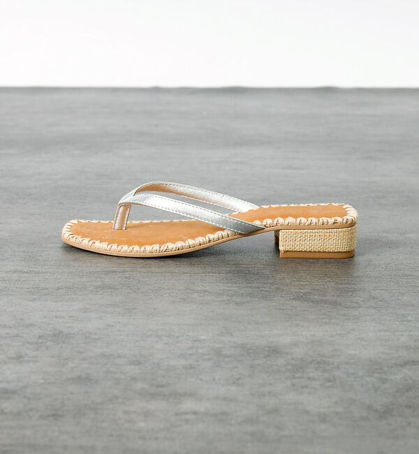 Rouge vif「【PAOLO BOVE / パオロ ボーヴ】ヒール トングサンダル / ラフィア」|サンダル|