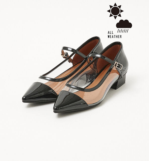AU BANNISTER「【晴雨兼用】メリージェーンフラットパンプス」|レインシューズ|ブラック