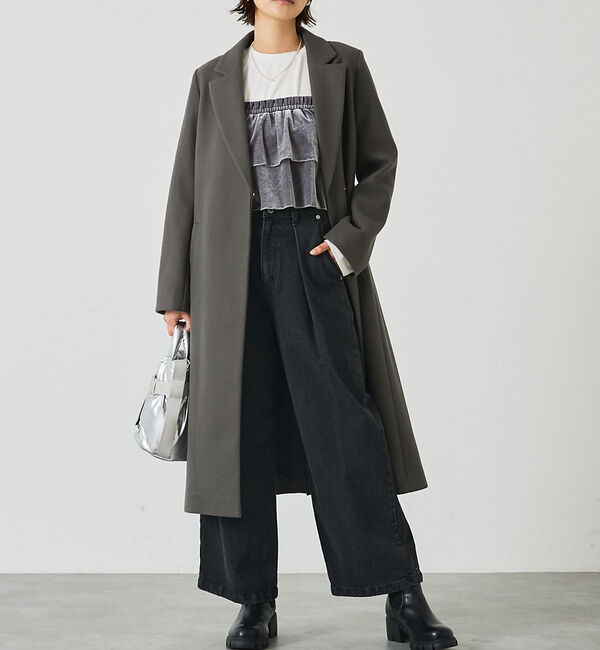 abahouse mavie「【ロングセラー】ベルト付きロングコート」|その他|グレー