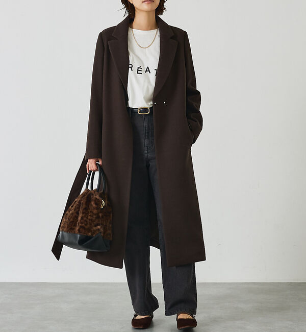 abahouse mavie「【ロングセラー】ベルト付きロングコート」|その他|ブラウン