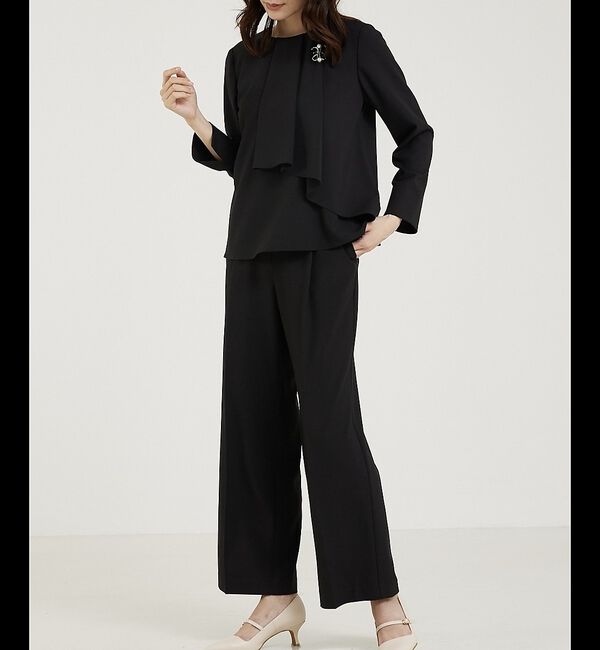 abahouse mavie「【上下２点セット/エニデイカセット】タックフレアーセットアップ」|スーツ|ブラック