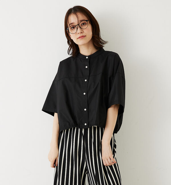 abahouse mavie「ドロストショートシャツ」|シャツ・ブラウス|ブラック