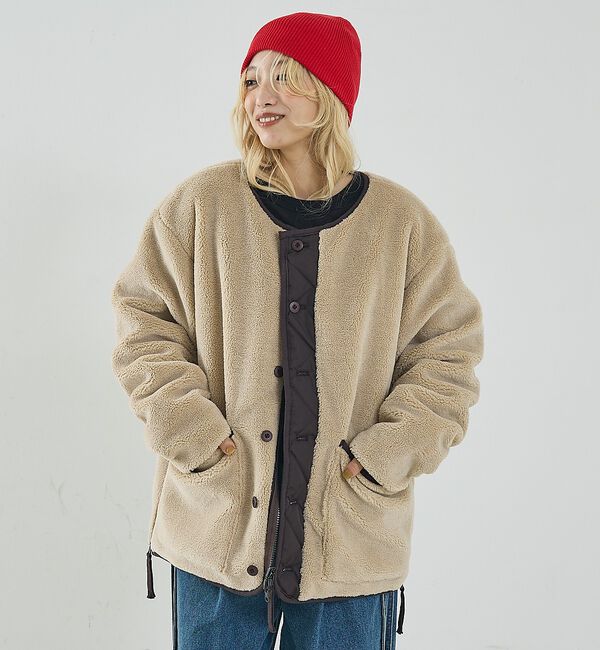 NOMINE「【TAION】ミリタリー リバーシブル クルーネック ダウンジャケット / ブル」|ダウン|