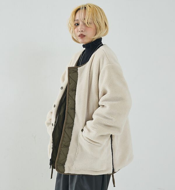 NOMINE「【TAION】ミリタリー リバーシブル クルーネック ダウンジャケット / ブル」|ダウン|