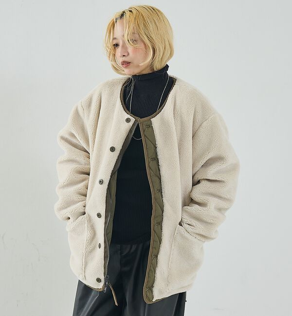 NOMINE「【TAION】ミリタリー リバーシブル クルーネック ダウンジャケット / ブル」|ダウン|