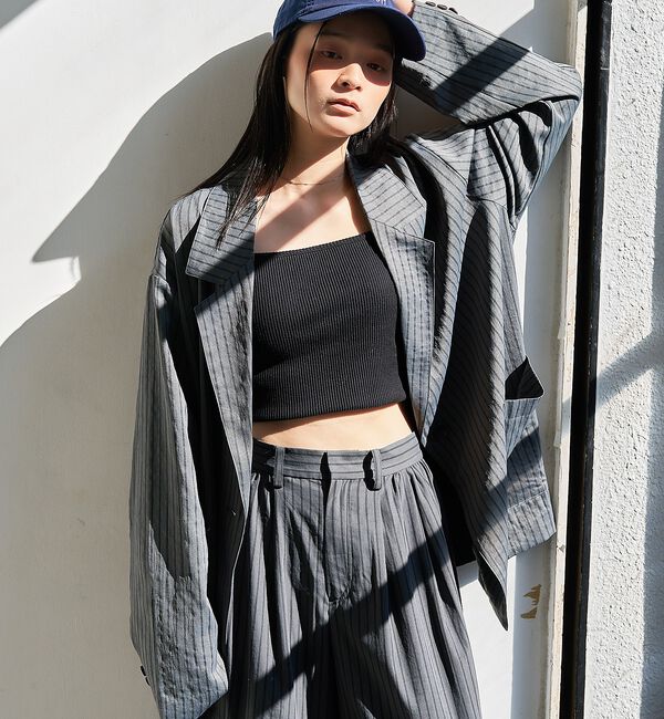 NOMINE「ストライプワイドジャケット」|テーラードジャケット|