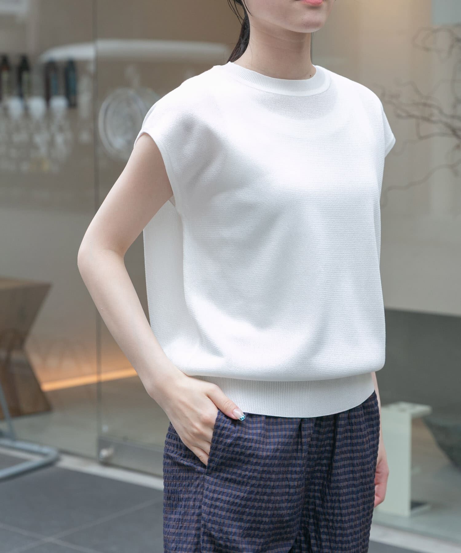 URBAN RESEARCH DOORS「FORK&SPOON　LEVITAノースリーブニットプルオーバー」|ニット・セーター|