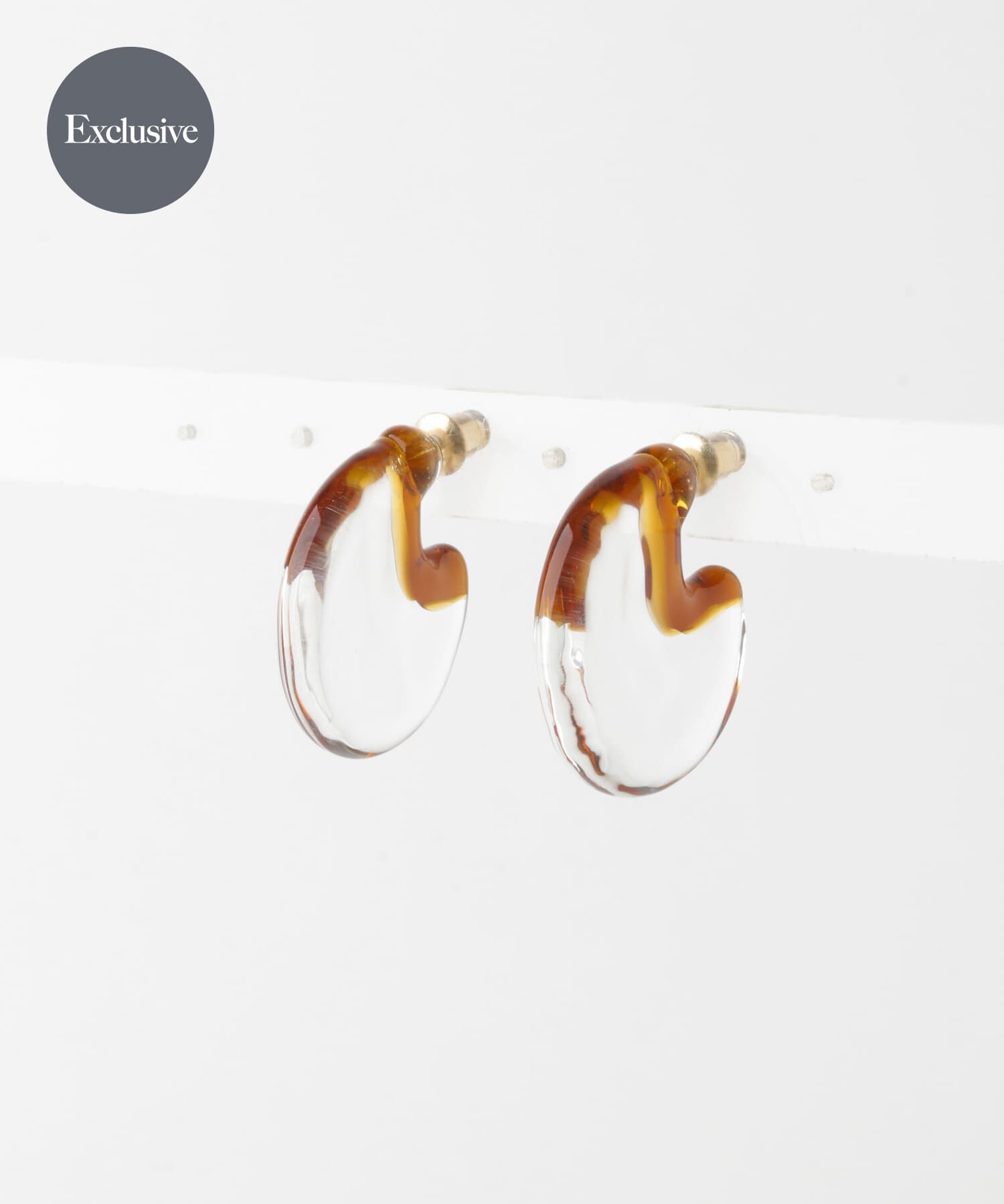 URBAN RESEARCH DOORS「『別注』HARIO Lampwork Factory&times;DOORS　クォーターサークルピアス」|ピアス|ブラウン系その他