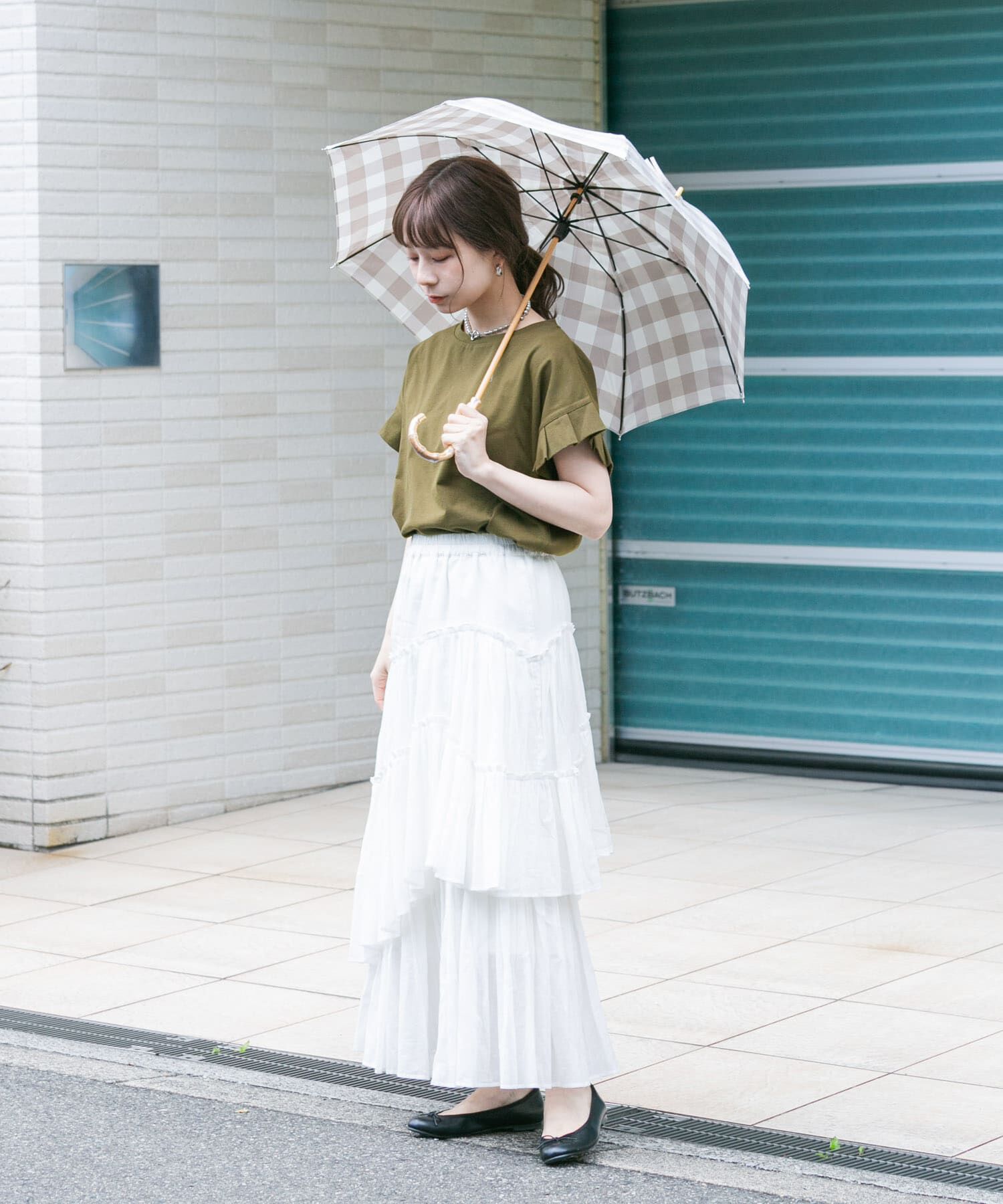 SMELLY「because　ギンガムチェックバンブー長傘」|傘|