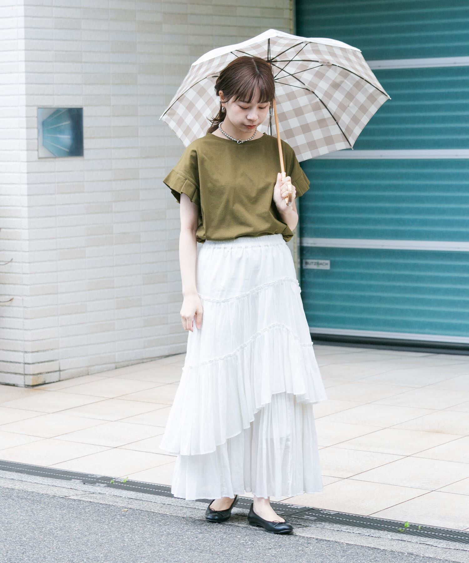 SMELLY「because　ギンガムチェックバンブー長傘」|傘|