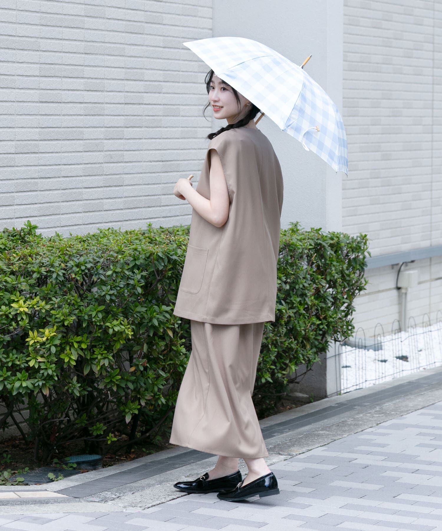 SMELLY「because　ギンガムチェックバンブー長傘」|傘|