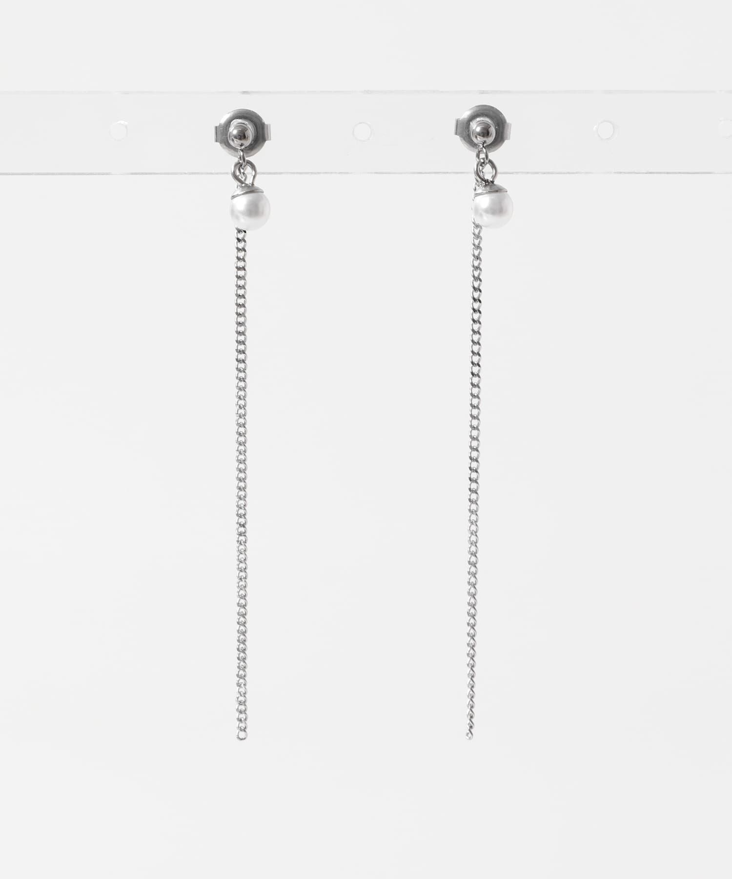 SMELLY「ステンレスパールシンプルチェーンピアス」|ピアス|