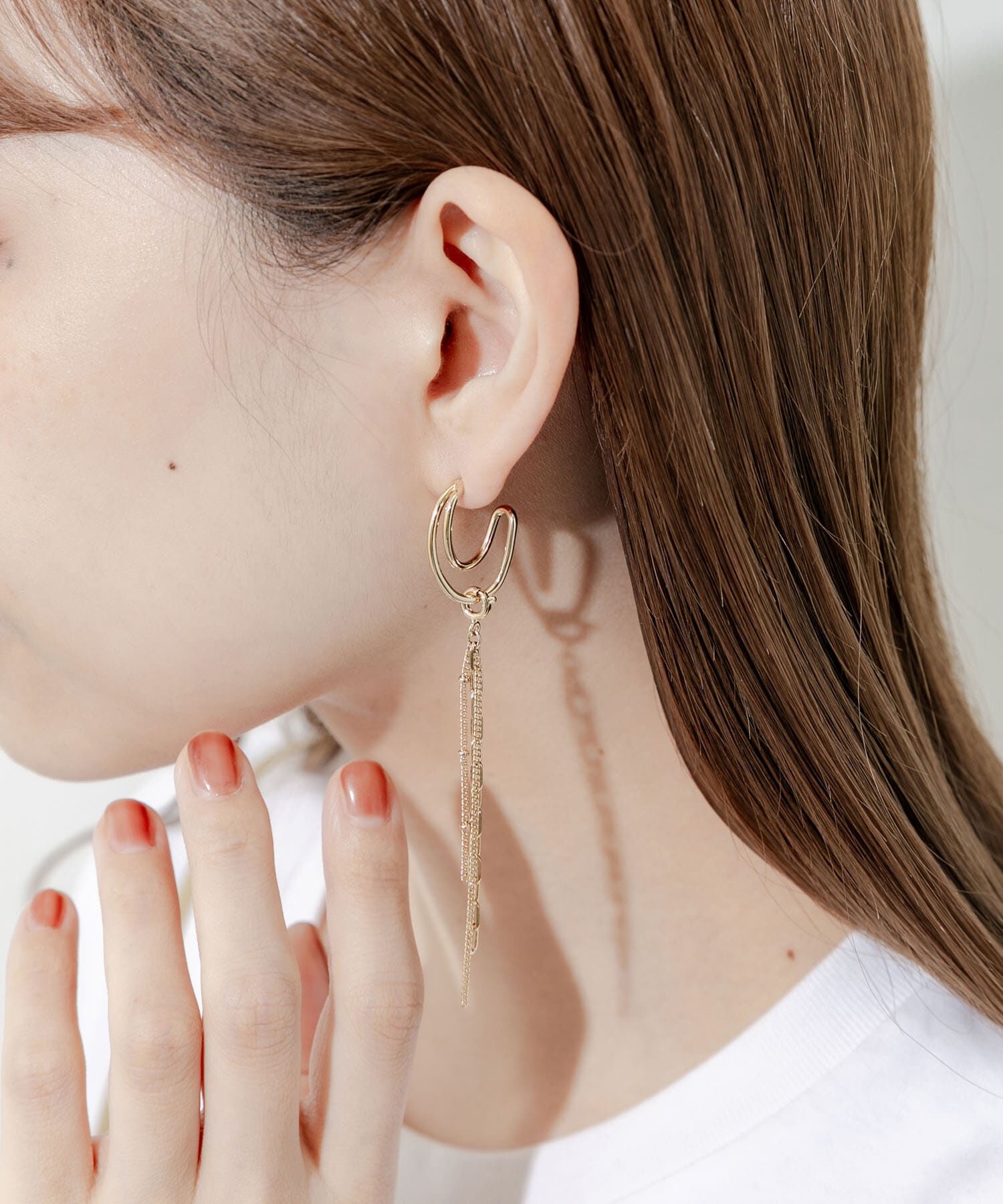SMELLY「2WAYチェーンオーバルピアス」|ピアス|ゴールド