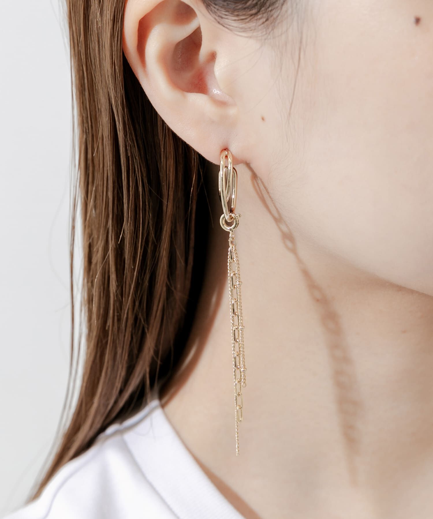 SMELLY「2WAYチェーンオーバルピアス」|ピアス|