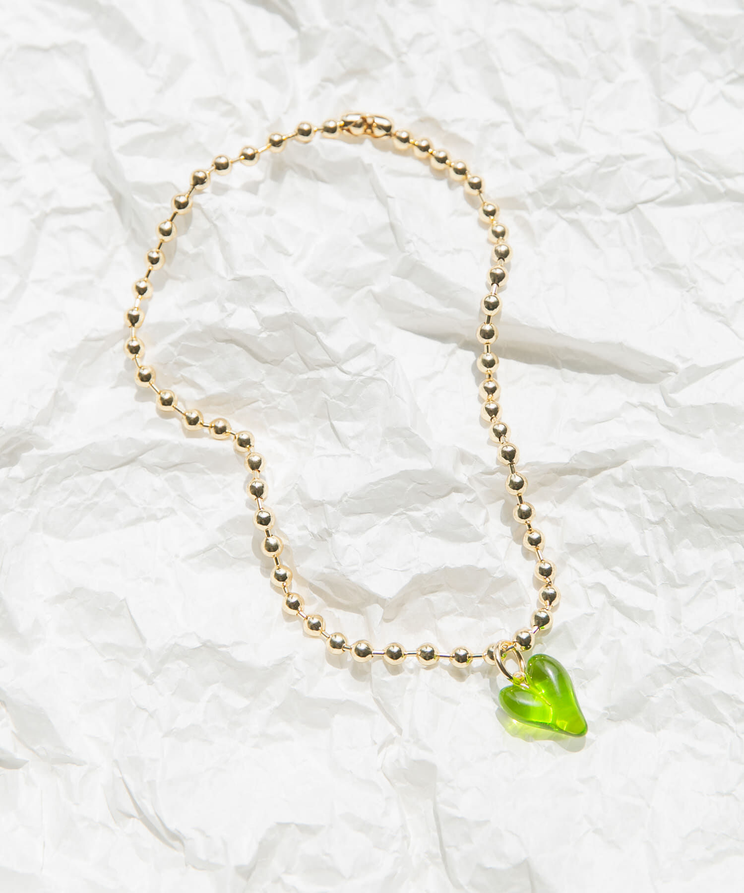 SMELLY「クリアハートボールチェーンネックレス」|ネックレス|