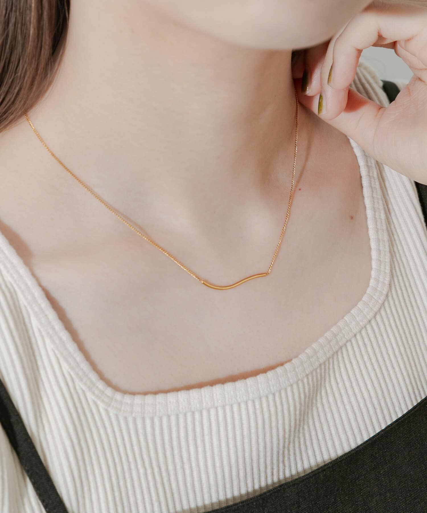 SMELLY「ステンレススリムカーブバーネックレス」|ネックレス|