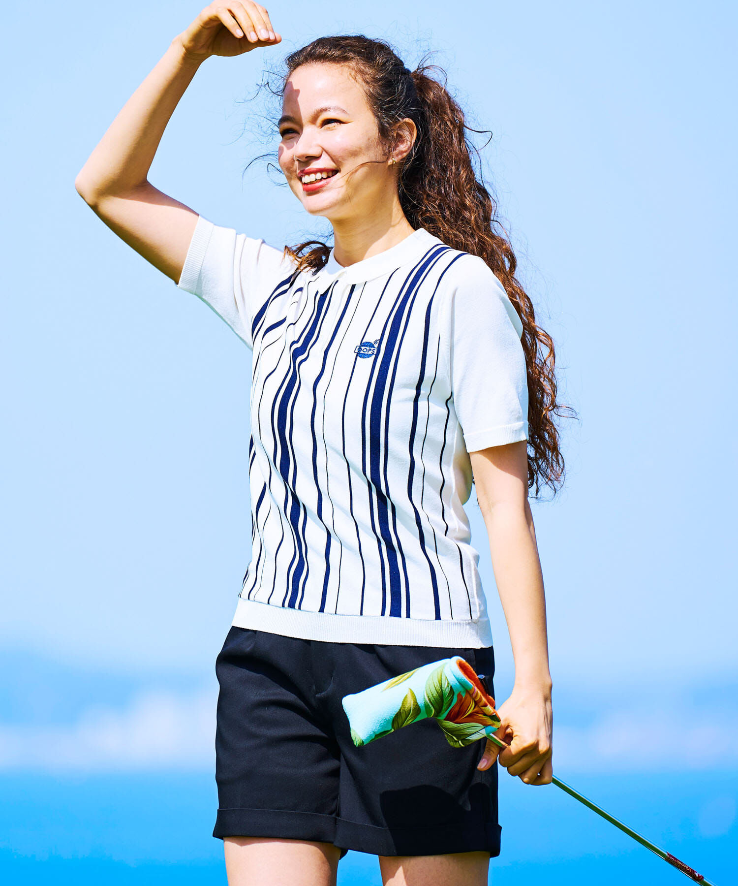 Sonny Label 「OOPS　ストライプ半袖ポロシャツ」|ポロシャツ|ブルー系その他