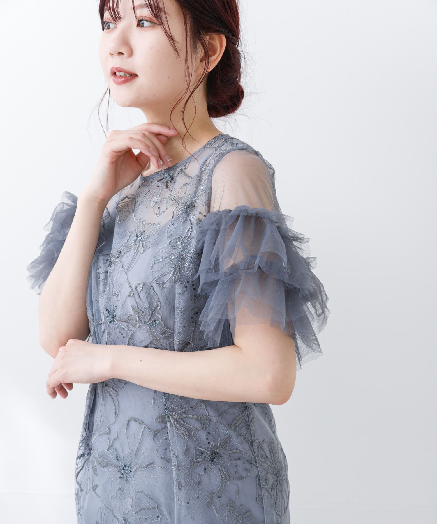 URBAN RESEARCH ROSSO「スパンコールレース刺繍ドレス」|ワンピース|