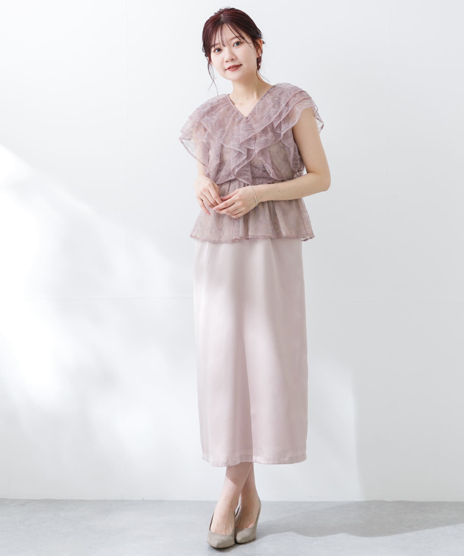 URBAN RESEARCH ROSSO「kaene　レースフリルドッキングドレス」|ワンピース|