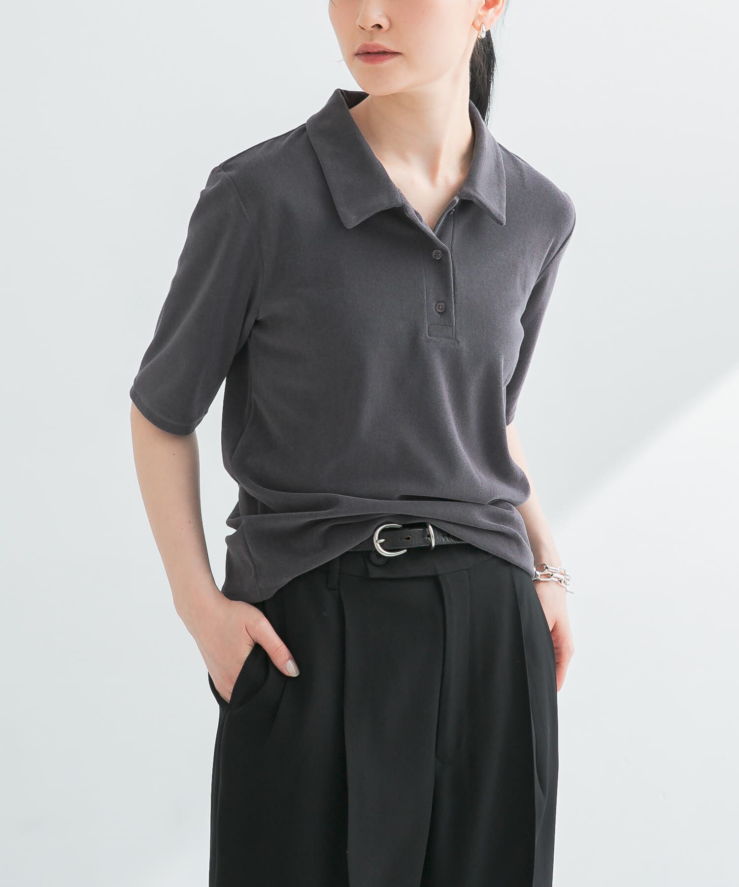 URBAN RESEARCH「パイルポロ衿カットソー」|Tシャツ・カットソー|グレー