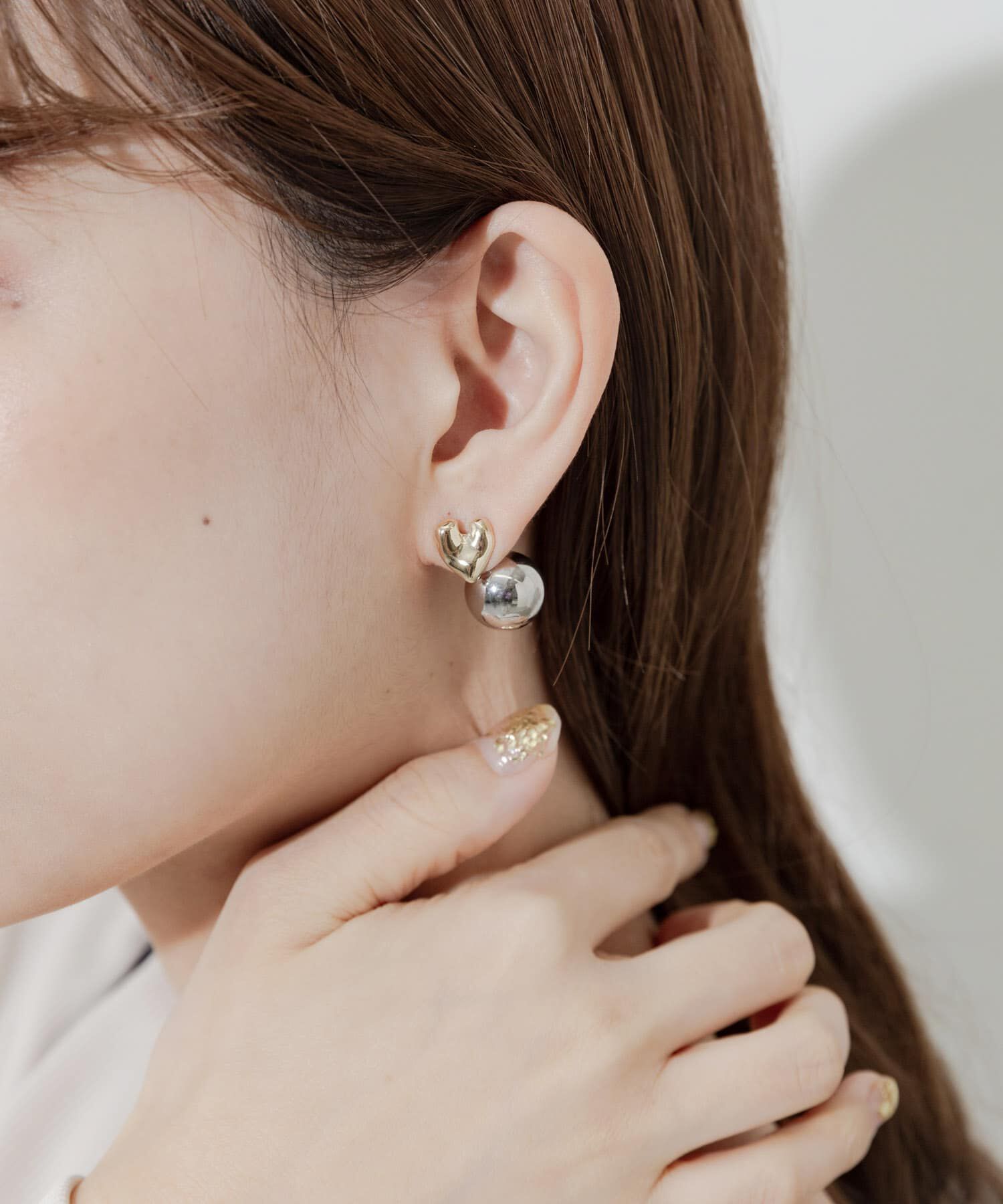 SMELLY「メタルハートコンビピアス」|ピアス|