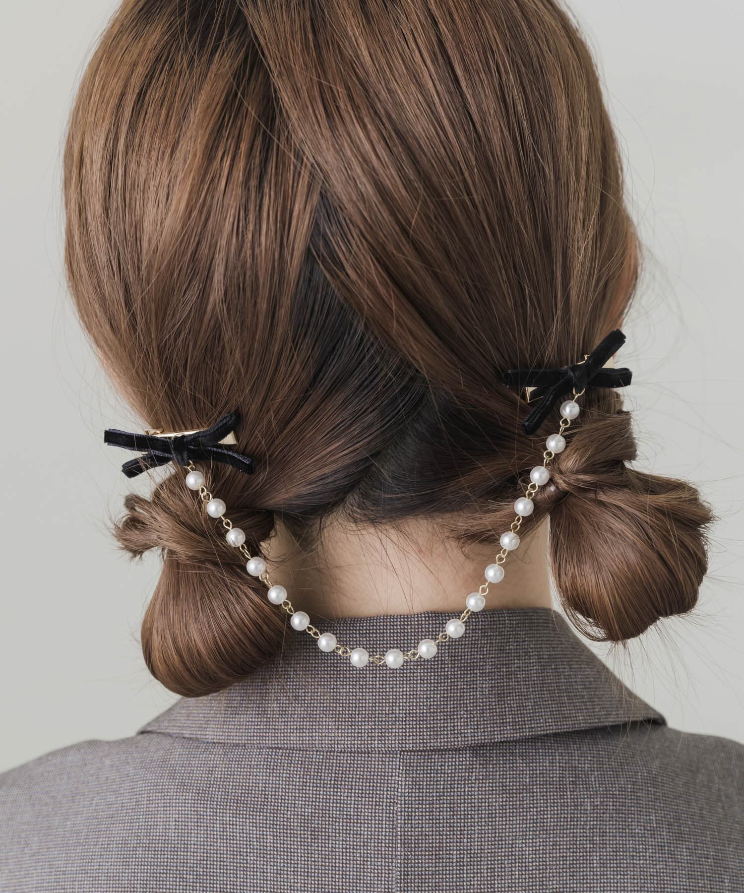 SMELLY「ベロアリボンパールチェーンヘアピン」|その他|