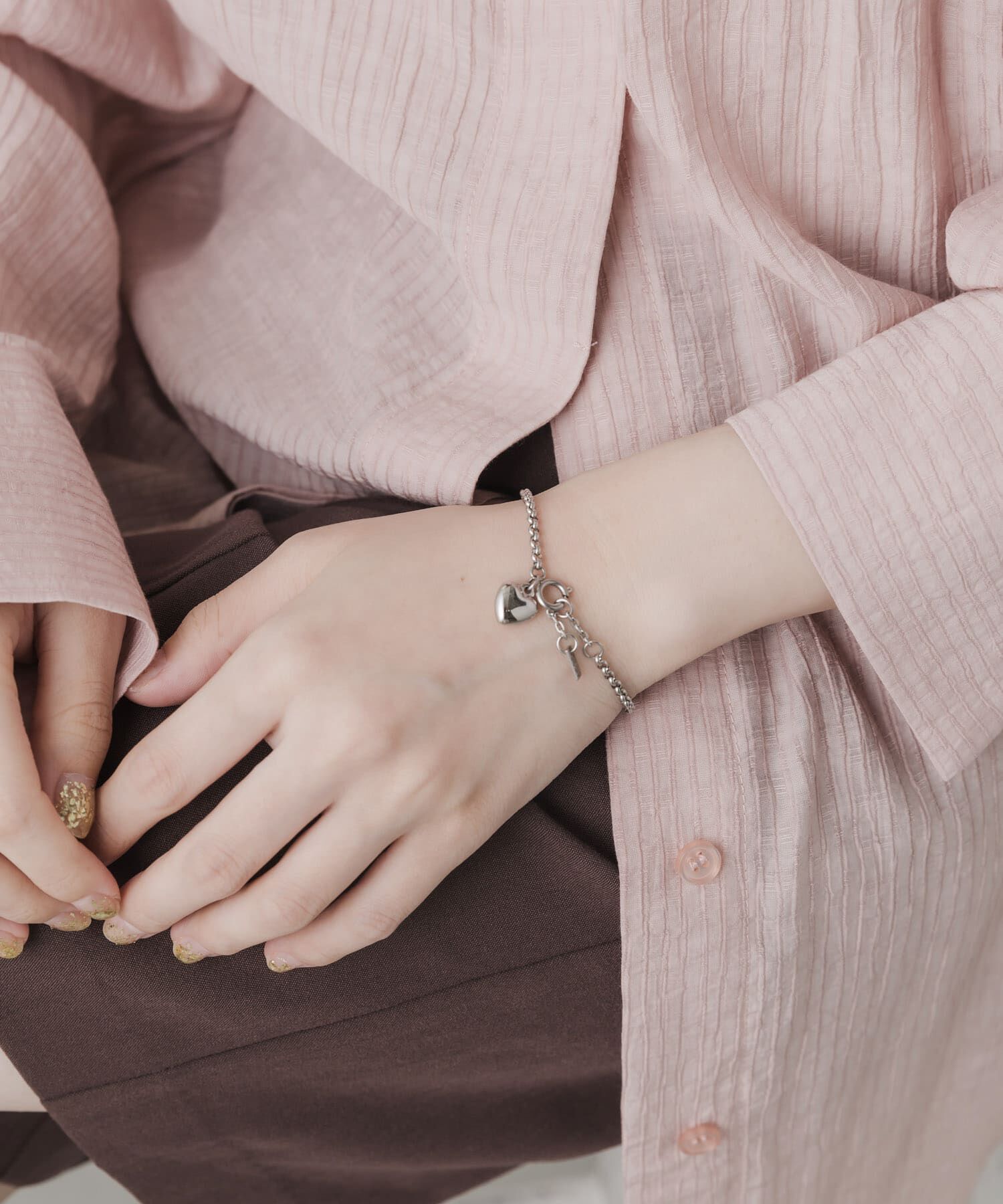 SMELLY「ステンレスハートチャームブレスレット」|ブレスレット・バングル|