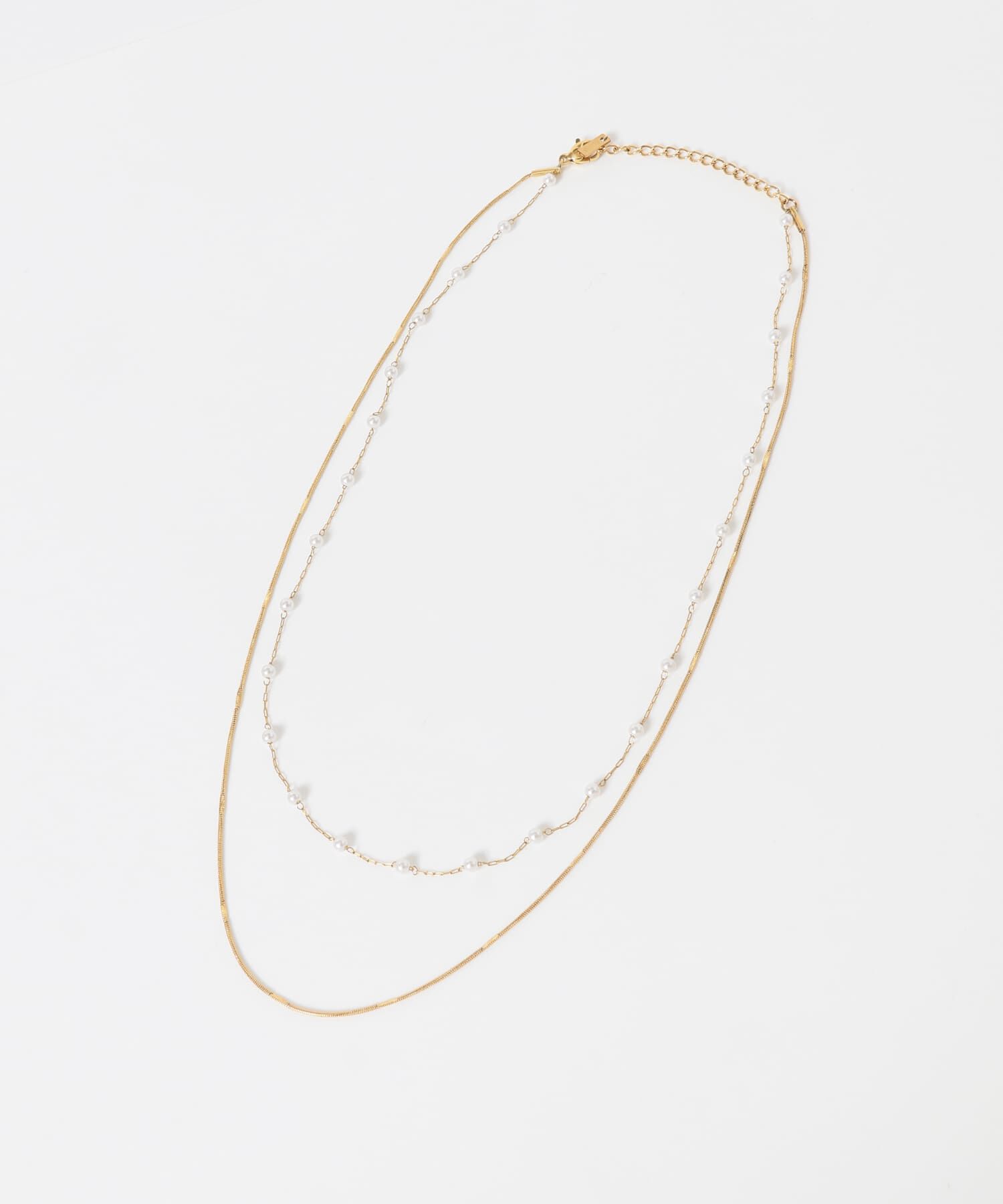 SMELLY「ステンレスパール2レイヤードネックレス」|ネックレス|