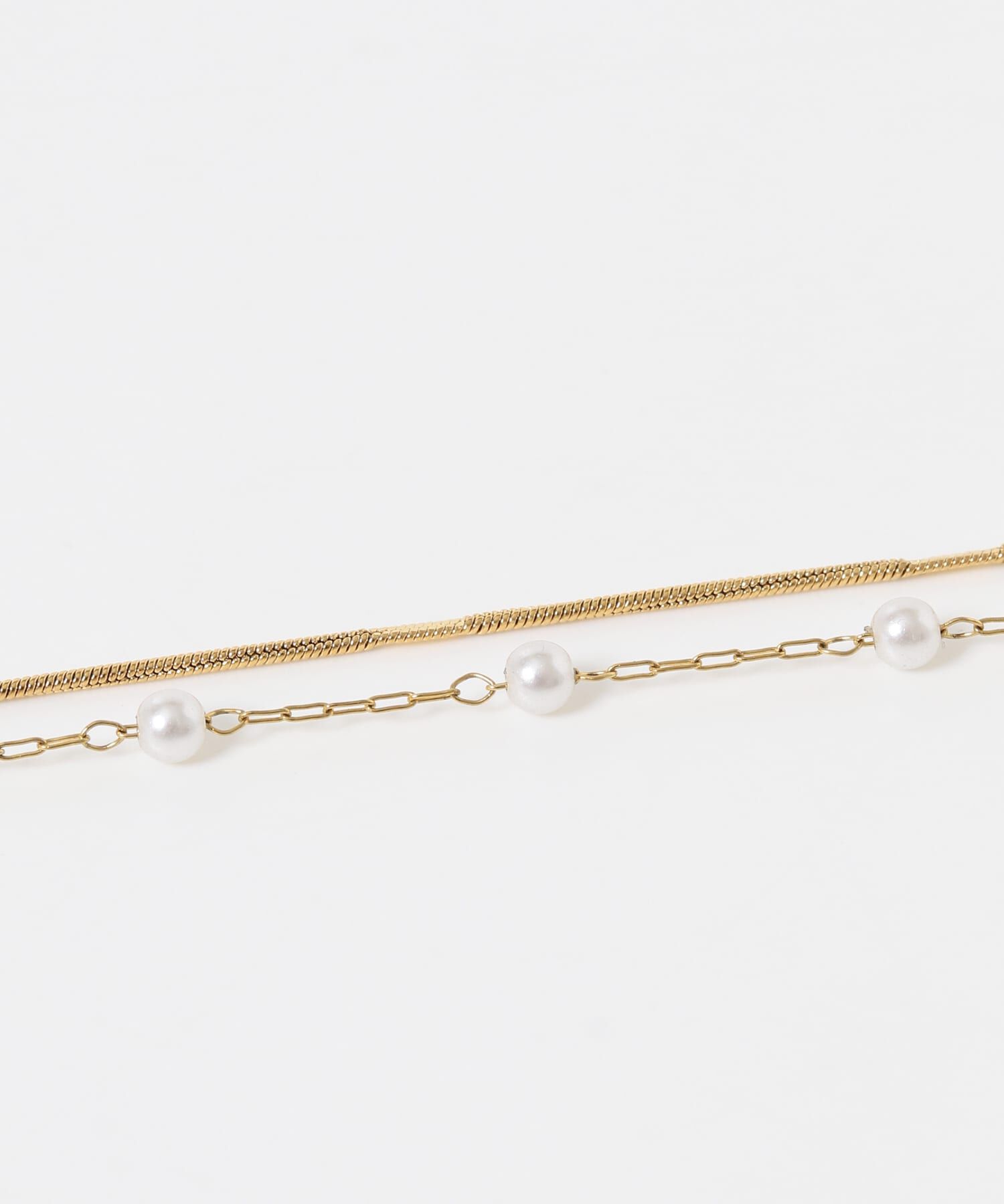 SMELLY「ステンレスパール2レイヤードネックレス」|ネックレス|